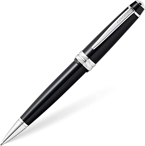 CROSS Bailey Light Refillable Click-Off Cap Resin Gel Ink Rollerball Pen, Medium Ballpoint, includes Premium Gift Box and Black Cartridge, 1 Pack, Glossy Black