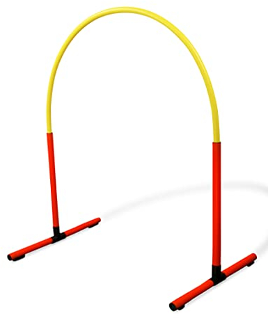 SPORTIKEL24 Hoopers Hoop – wetterfest, VDH-konform & farbig – mit Stecksystem für sicheres Hundetraining – aus robustem Kunststoff – Flexibler Hundesport-Reifen mit Stecksystem – Rot/Gelb