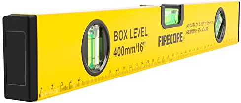 Firecore Wasserwaage Magnetische Torpedo 400mm, Kleine Wasserwaage mit 3 Blase 45°,90°,180° - FSL400AL