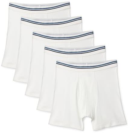 Amazon Essentials Men's Breathable Cotton Boxer Briefs, Tag-Free, Pack of 5, White, 4X-Large Big