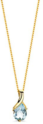 Orovi–Kette Damen 14 Karat(585)Weißgold/Gelbgold mit ovalem Rubin/Amethyst/Topas/Smaragd/Saphir/im Tropfenschliff–Filigrane Edelstein Halskette mit Anhänger Goldkette Allergenfrei & handgemacht 45 cm