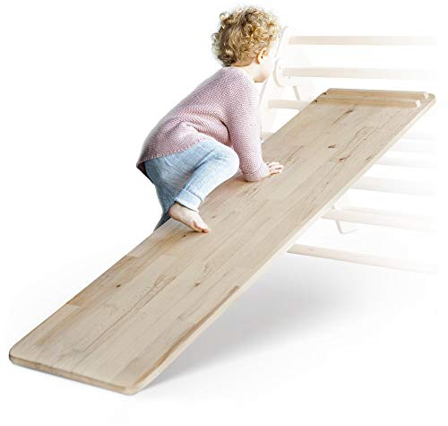Ehrenkind® Rutschbrett lackiert und Hühnerleiter Pikler Art | massives Buchen-Holz | Das Rutschbrett ist EIN Addon für das Kletterdreieck Sprossendreieck Klettergeruest
