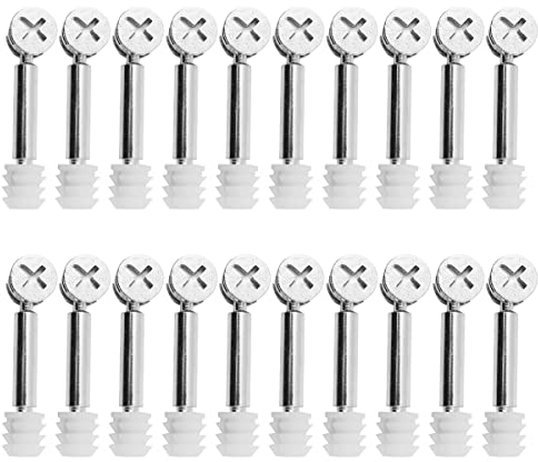 Hsthe Sea 20PCS 3 en 1 Conector de muebles Accesorios de conexión Cerradura de leva excéntrica Ø12 mm y M6x40 mm Tornillos de espiga para montaje de armario Conexión de bloqueo de empalme