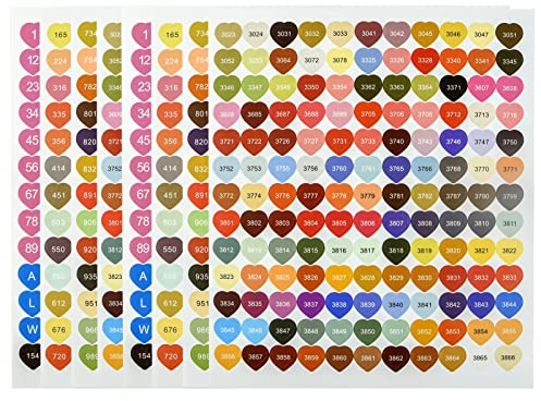 1144 Stück Farbnummer-Aufkleber, Diamantmalerei Aufkleber Nummern Sticker Rund Zahlen Aufkleber Herzen Digitale Aufkleber Inventar Aufkleber Selbstklebender Etiketten Für Aufbewahrungsboxenx