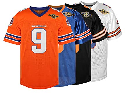 Men 9 Bobby Boucher Football Jersey The Waterboy Mud Dawgs Movie Jersey Adam Sandler(Blue,Small)
