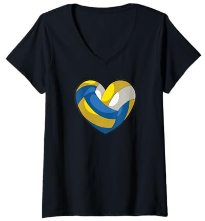 Damen Volleyball Herz Beachvolleyball Trikot Herren Damen Kinder T-Shirt mit V-Ausschnitt
