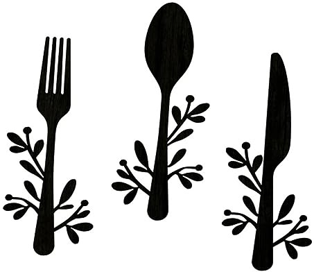 FUNOMOCYA Pendentifs pour Ustensiles Cuisine en Bois Petit Format Noir, Décoration Murale Rustique, à Suspendre D'intérieur, Ornement Cuisine Vintage, Lot De 3 Pièces