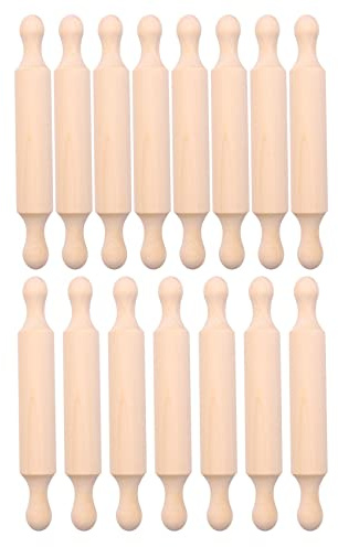 zilitol 15 Pieces Wooden Mini Rolling Pin 6 Inches Long Kitchen Baking Rolling Pin Small Wood Dough Roller for Fondant