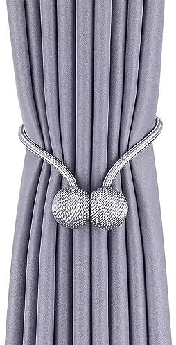 A.Monamour 2 Stück Magnetische Gardinen Vorhang Raffhalter Vorhanghalter Stark Magnete Schnallen Holdbacks Halter Haken Clip - grau