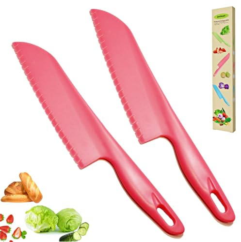 jawbush Cuchillo profesional de plástico para lechuga de 11 pulgadas con bordes dentados para cortar ensaladas, frutas, pasteles, pan, brownie, lasaña o varias verduras, cortador de pizza, cuchillo de