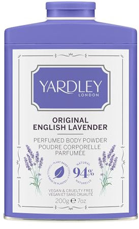 Yardley London – Parfümierter Körperpuder mit Original englischem Lavendel, Talkumpuder für Frauen zur Geruchskontrolle und gegen Hautreizungen, Original englischer Lavendel-Staubpuder, 200g