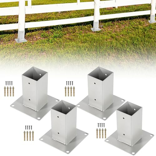 Uggleke stolpe, skruvhylsa | Lämplig för fyrkantsstolpar 100 x 100 mm | högkvalitativt ankare | varmförzinkad | silver, 4 stycken/set