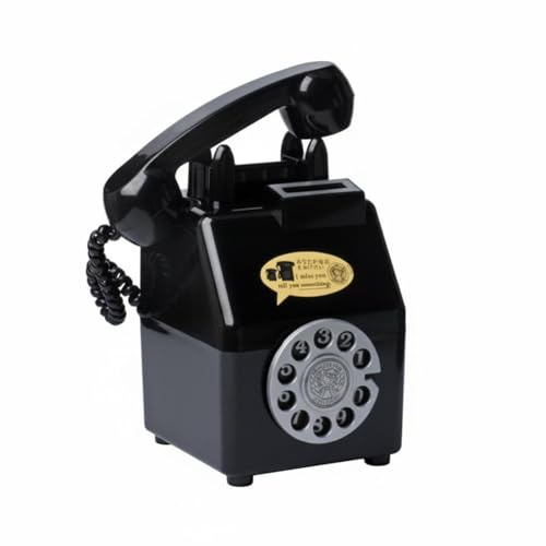 perfk Retro-Telefon-Sparschwein, Zifferblatt-Telefon, Spardose, Ornament, Cartoon-Spardose, Spardose für Zuhause, Schrank, Schlafzimmer, Schwarz