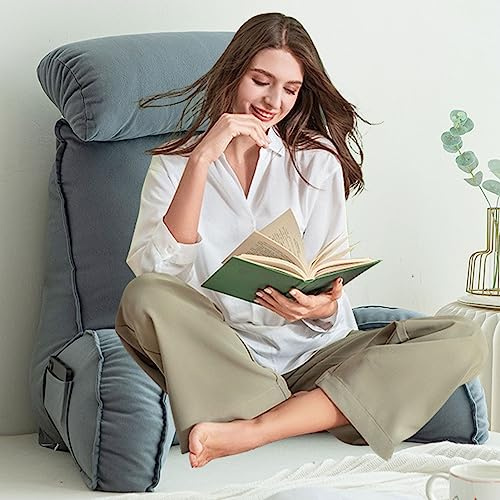 AMZZHAO Ergonomisches Lesekissen,Lendenkissen,Bücherkissen,Rückenkissen mit Armlehnen,Innenkern aus Perlbaumwolle,mit Nackenkissen,zum Faulenzen,Lesen,Arbeiten am Laptop,Fernsehen