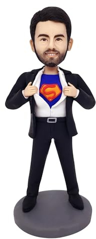 BLING-SURPRISE Custom Bobbleheads Figures Personalized Full Body from Photo Bobblehead Customized Handmade Figures Gift for Father's Day or Boyfriend or bro (Superman)