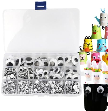 Wackelaugen-Aufkleber, Schwarze Wackelaugen mit Selbstklebendem Aufkleber,900 Stück schwarz-weiße wackelige Selbstklebende Augenaufkleber - Selbstklebende Augen für -Kunsthandwerk,