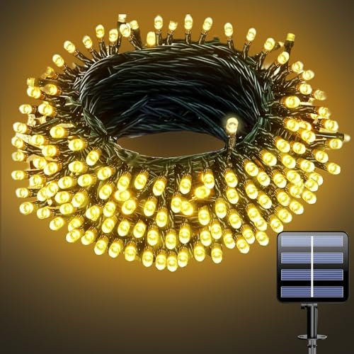 Electight Guirlande lumineuse solaire pour l'extérieur, 10M 100 LEDs, 8 modes de lumière étanche, lumière solaire pour le patio, le jardin, l'arbre, la maison, la décoration d'arbre