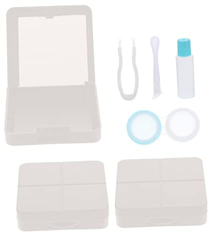 Hoement 3 Sets Eye Contact Lens Companion Box Contact Lens Case Holder for Halloween Container for Women