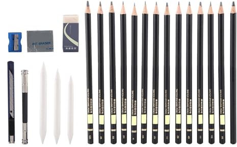 ANKROYU 29PCS Skizzenstift, Zeichenskizzenset, Kohlestift, Skizzierstifte-Set, Skizzenstiftset, Kohleskizzenstift zum Zeichnen, Skizzieren, Malen
