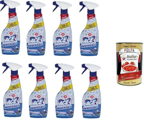 Italian Gourmet Sgrassatore Universale Fiori di Lavanda Entfetter 8 x 600ml | Senza candeggina, streifenfreie Reinigung; ideale cucina, Bad und superfici, Gesamtnettogewicht 4,8 L + Kostenlos Polpa 400g