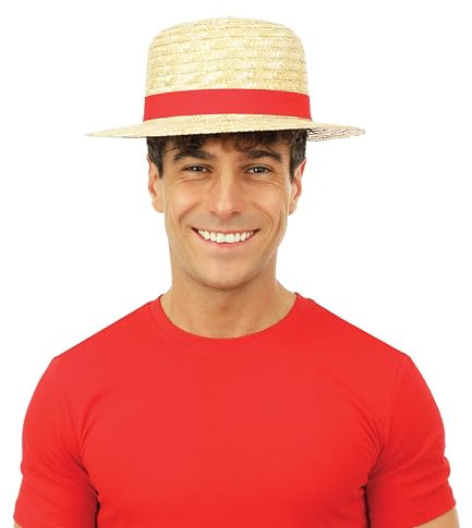 P'TIT CLOWN 23825 - Sombrero de paja con cinta roja para adultos