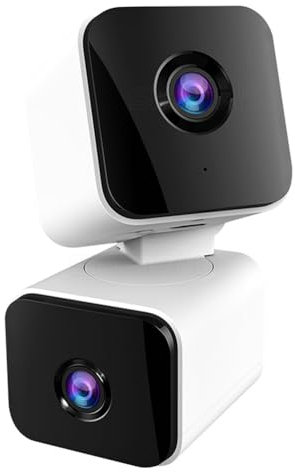 Suoumwa Cámara WiFi Tuya de 4 MP, Doble Lente, Doble Pantalla, Seguimiento Humano, Detección por IA, Videovigilancia, Cámara, ENCHUFE UE