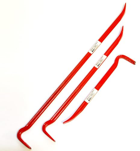 Nageleisen Set 3-teilig Brechstange & Brecheisen mit Klaue aus Festigkeitsstahl 400/600/800 mm Beidseitig nutzbar, ovale Form, ideal zum Nägel entfernen & Hebelarbeiten Rot