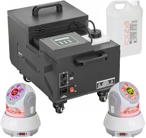 Ibiza Light - Pack Lumière Machine à Fumée Lourde 1500W - 2 Lyres 30W STAR-WASH Ibiza - Danse Dj Pro Soirée Fête Mariage