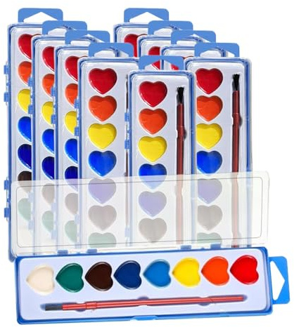 Watercolor Paint Set - Watercolor Set In Heart 10x | Washable Water Color Paint Sets | Watercolor Paints With Brush | Vibrant Water School Exchange
