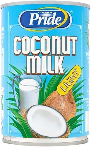 Pride Light Coconut Milk 400ML | Reduced Fat | Natural | High Content | For Curries, Soups, Sauces | 65% Coconut | Suitable for Vegans | 400ml (Pack of 6)