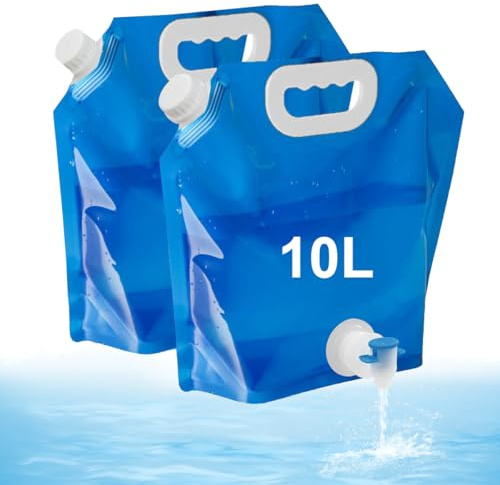 Garegce 2 Pack Collapsible Water Container with Spigot, Camping Water Carrier, Foldable Portable Camping Water Bags for Hiking BBQ Sport Picnic Festivals