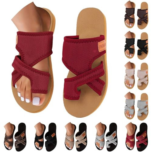 Ortopediska sandaler dam hallux valgus sommar platt pantolett – lätt nät strandsandaler bekväma stora tåtofflor eleganta breda fötter casual fritidsskor sandaletter sommarskor, Ao1rd2, 43 EU