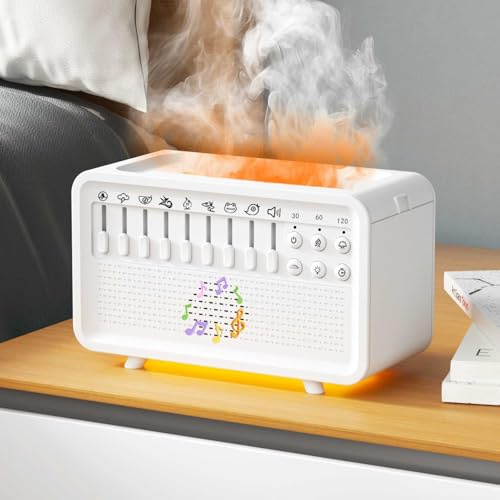 Umidificatore con Rumore Bianco e Luce Notturna, Macchina per il Rumore Bianco con 8 Suoni Della Natura, 4 in 1 Luce Notturna Diffusore Bluetooth