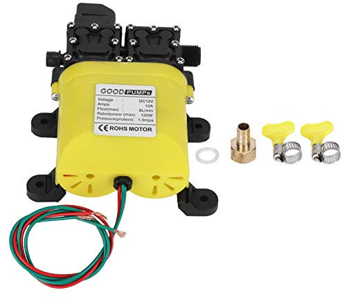 aqxreight 12V 120W Electric High Pressure Diaphragm Pump with Copper Connector for Garden Sprinklers Lawns Showers Boats RVs