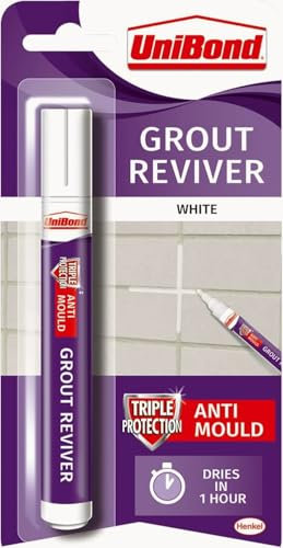 ASA® UniBond Grout Reviver Pen - For Bathroom Joints - Easy to Use - Whitener for Restoring Discoloured & Faded Joints - Ice White - 7ml