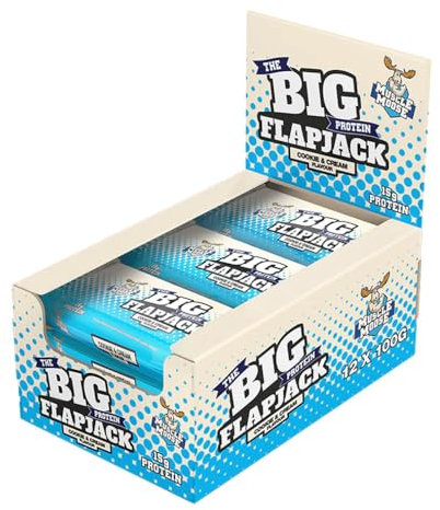 MM The Big Protein Flapjack 12x100g – Cookies & Cream Flavour | High Protein Oat Bar | Energy Snack for Gym, Workout & Recovery | Vegetarian, Slow Release Energy, Muscle Fuel
