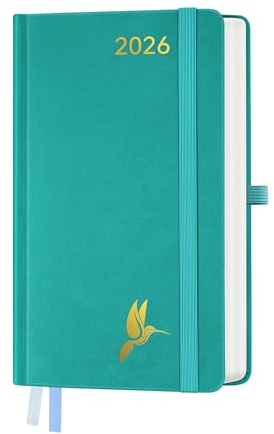 FEKSINO Kalender 2026 Tagesplaner 1 Tag 1 Seite - Tageskalender 2026 Hardcover A6-18 x 9,8 cm,Terminplaner & Buchekalender 2026, 100 GSM Papier für Arbeit Studium Alltag -Blau