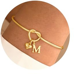 TINGN Armband Damen Gold - 14K Gold Vergoldet Herz Armband mit Buchstaben M Goldene Armbänder Personalisierte Armbänder Geschenke für Frauen Mädchen Beste Freundin Geschenke Schmuck Damen Weihnachten