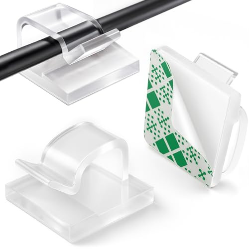 Aujzoo 50PCS Clip per Cavi Autoadesive, Clip per Cavi Adesive per Organizzare i Cavi, Supporto Adesivo per la Gestione dei Cavi per Parete, Scrivania, Ufficio