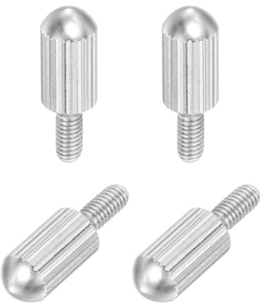 sourcing map 4 Pcs Small Knurled Thumb Screws, M3 x 6mm 304 Stainless Steel Male Flat Head Thread Knurled Thumbscrews Bolts Fasteners for Lighting Household, Electronic, Machine (Silver)