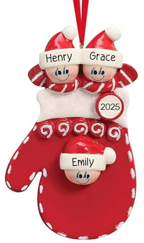 Personalisierte Weihnachtskugeln 3D, Familie 2025 Schneemannhut mit Namen, Familie mit 2,3,4,5,6 Personen, Christbaumkugel Personalisiert Geschenke