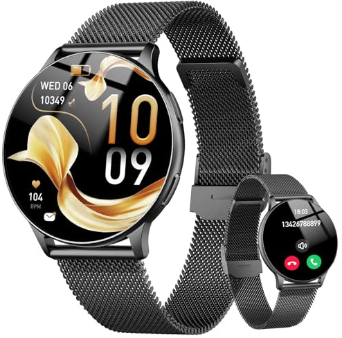 Smartwatch Rund Herren, 120+Sportmodi Sportuhr Damen IP68 Wasserdicht Paare