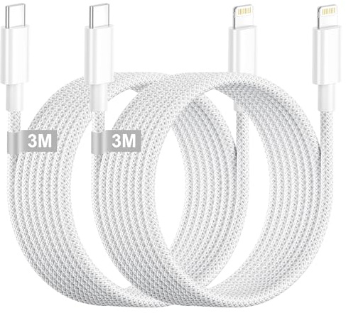 USB C Lightning Kabel 3 M 2Pack [Apple MFi Zertifiziert] iPhone Ladekabel | USB C Nylon iPhone Kabel USB C Lightning Ladekabel Schnellladekabel für iPhone 14/13 Pro/12/11 Pro Max/12 Mini/XS/X/8/SE/Pad
