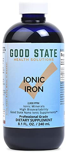 Good State | Ionic Iron | Natural | Nano Sized Mineral Technology | Professional Grade | Supports Healthy Heart, Skin & Bones | 48 Servings at 10 mg, Plus 2 mg Fulvic Acid | 8 Fl oz Bottle