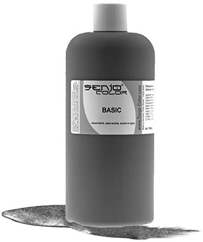 Senjo Color Peinture corporelle Basic - Métallique - Peinture pour le corps - Soluble dans l'eau - Liquide pour aérographe et pinceau - 500 ml (argent)