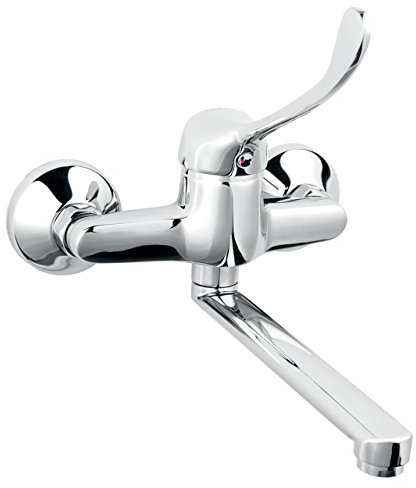 Hygienearmatur Küchenarmatur Wandarmatur Küchen Wasserhahn mit langem Hebel - Klinikarmatur - Schwenkbare Spültischarmatur für Arztpraxis und Werkstatt