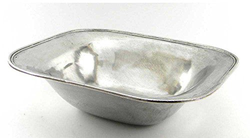Bandeja frutero rectangular liso de peltre profunda