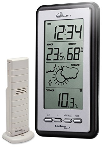 Technoline Station météo Smart Home, alertes Mobile, argenté/Gris, 8,2 x 2,3 x 15 cm, MA10430