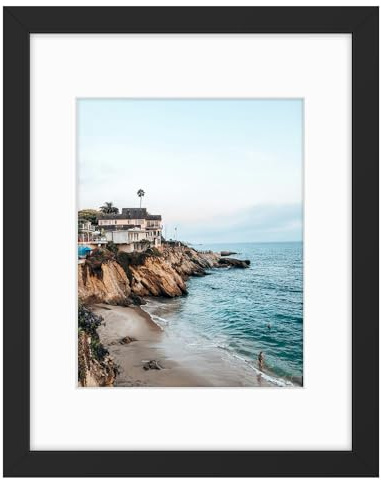 Frametory, 11x14 Frames Display 8x10 Picture with Mat or 11x14 Photo Without Mat, Shatter-Resistant Glass, Pre-Installed Wall Mounting Hardware - Black