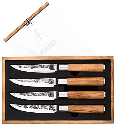 Set Coltelli da bisteccaForged | argento/Natura, Acciaio Inox/Legno di ulivo, fatto a mano, Coltello per pizza